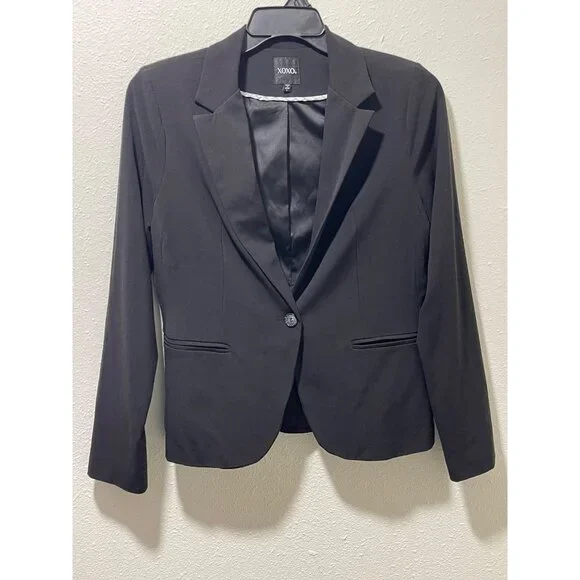 XOXO Women’s Black Blazer Size L Single Button Office Work Jacket - Picture 6 of 12